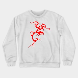 Minimalistic Japanese Tribal Style Dragon In Red Crewneck Sweatshirt